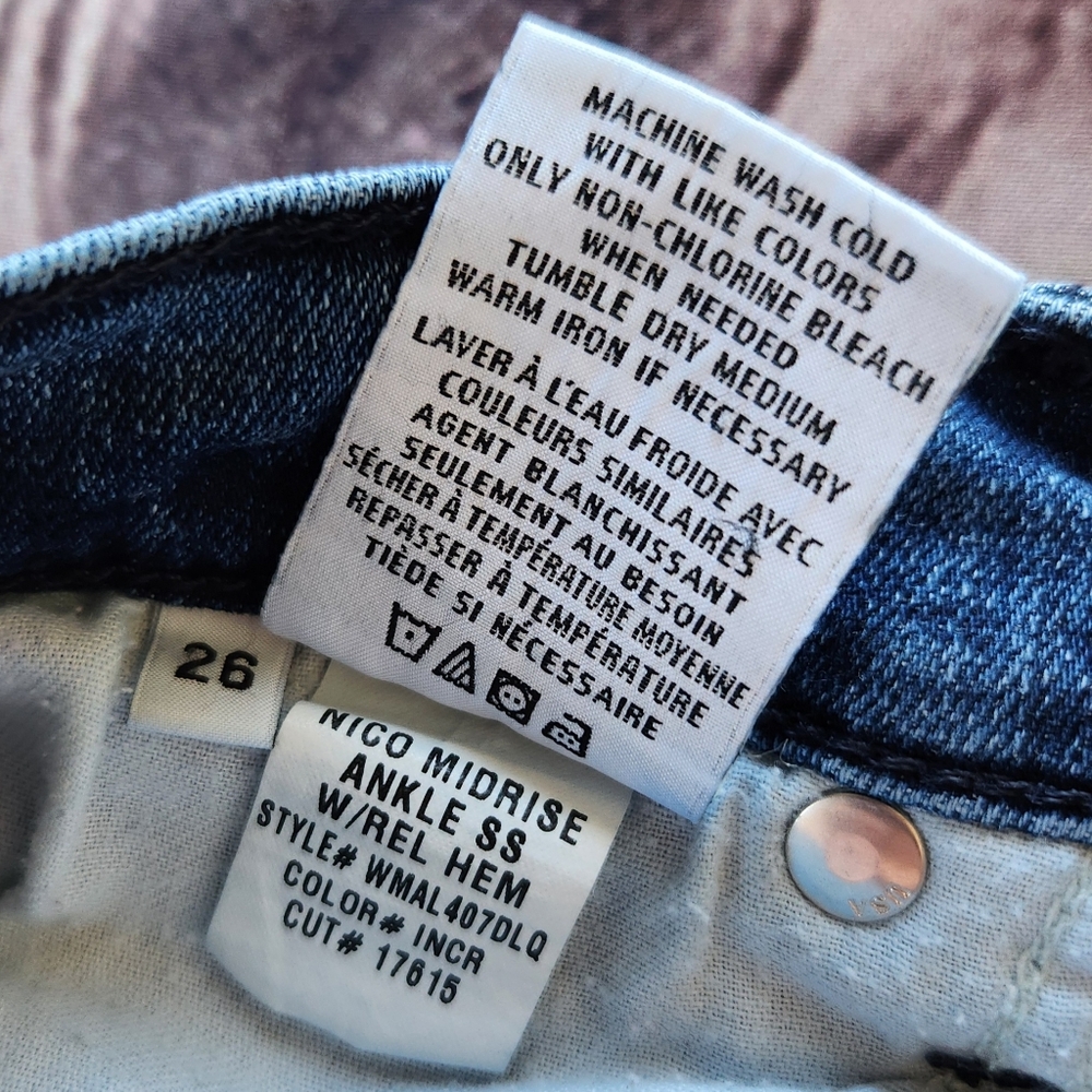 Hudson "Nico Midrise Ankle" Cropped Blue Jeans | Women's Size 27 - Picture 11 of 12